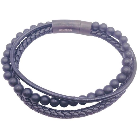 Black onyx multi strand wrap bracelet - Picture 1 of 5